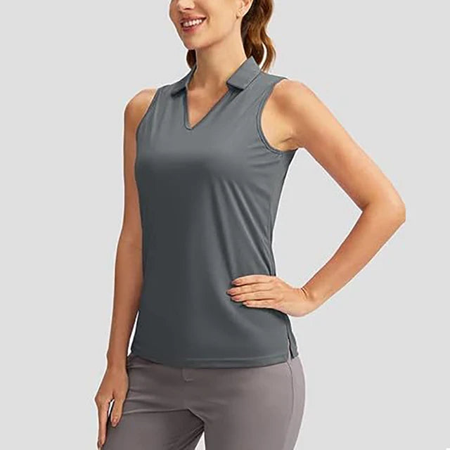 Women Sleeveless Turn-down Collar  Sport Vest