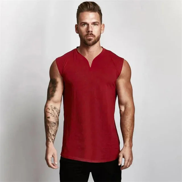 V Neck Cotton Bodybuilding Tank Top