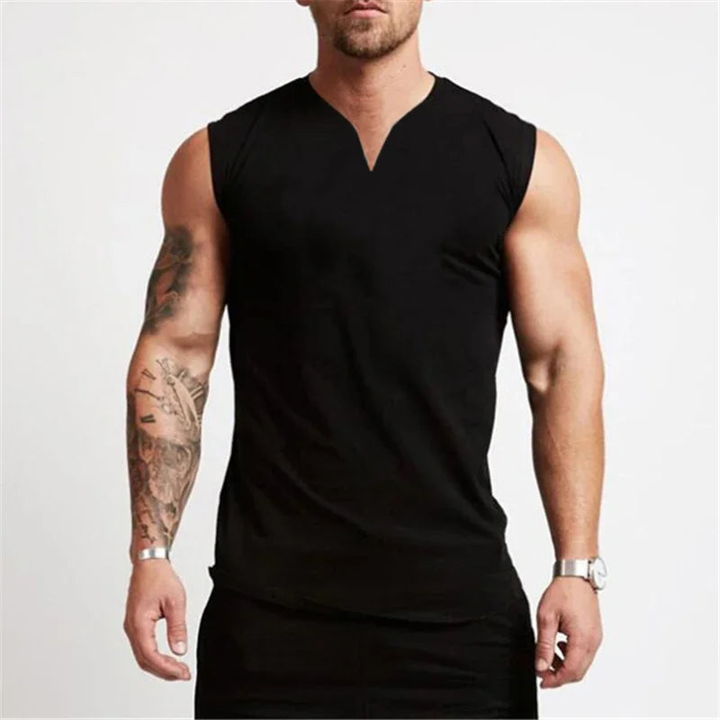 V Neck Cotton Bodybuilding Tank Top