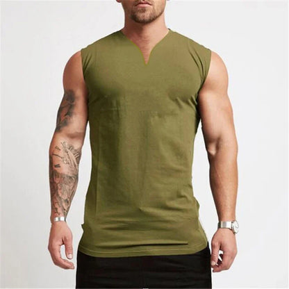 V Neck Cotton Bodybuilding Tank Top