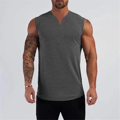 V Neck Cotton Bodybuilding Tank Top